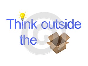 3D illustration showing the text Think Outside The Box