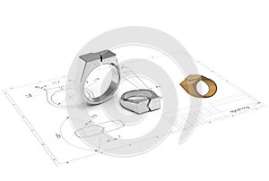 3D illustration of signet ring