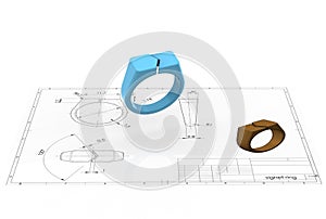 3D illustration of signet ring