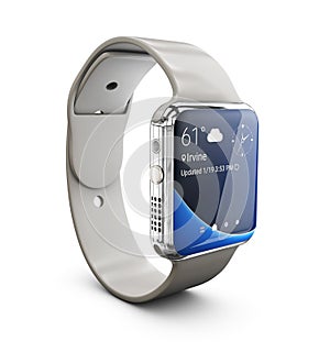 3d Illustration of silver Smart watch on white background