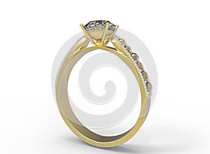 3d illustration of simple diamond ring.