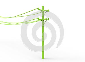 3d illustration of simple electric pole with wires.