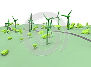 3d illustration of simple wind generators.