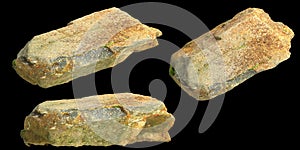 3d illustration of single rocks isolated on black background