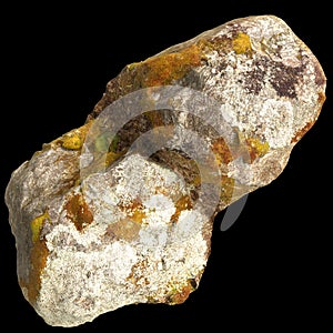 3d illustration of single rocks isolated on black background top view