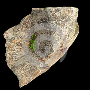 3d illustration of single rocks isolated on black background top view