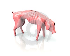 3d illustration of skinny piggy bank