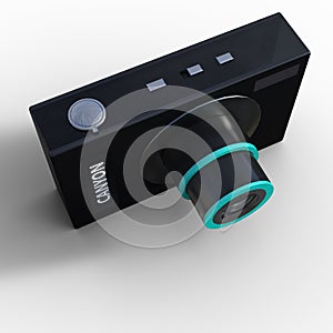 3D-illustration of small takeaway camera with compact design over white