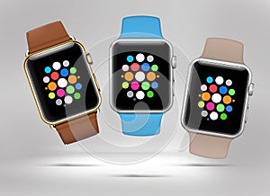 3D illustration of smart watch models