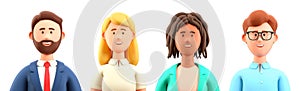 3D illustration of smiling people close up portraits set. Cute cartoon business men and women avatars