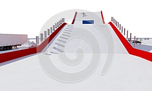 3d illustration of a Snowboard and freestyle Ramp