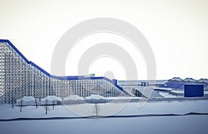 3d illustration of a Snowboard and freestyle Ramp