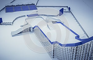 3d illustration of a Snowboard and freestyle Ramp