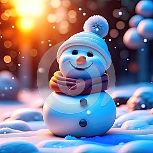 3d illustration of a snowman