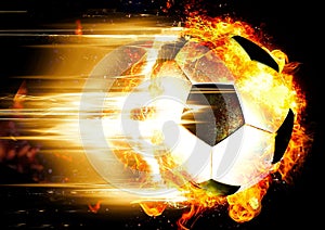 3d illustration of a soccer ball with exploding flames