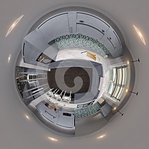 3d illustration spherical 360 degrees seamless kitchen panorama