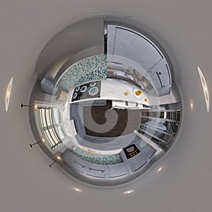 3d illustration spherical 360 degrees seamless kitchen panorama