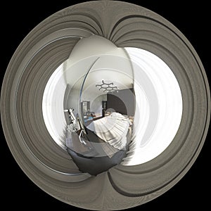 3d illustration spherical 360 degrees, seamless panorama of bedr