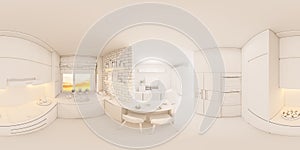 3d illustration spherical 360 degrees, seamless panorama of livi