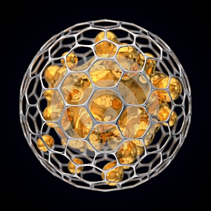 3d illustration of spherical graphene structure.