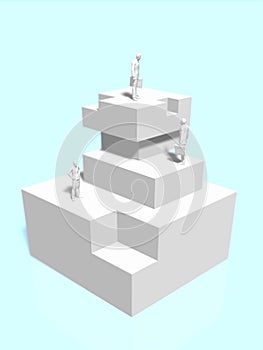 3D illustration of stand on the block