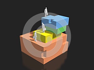 3D illustration of stand on the block