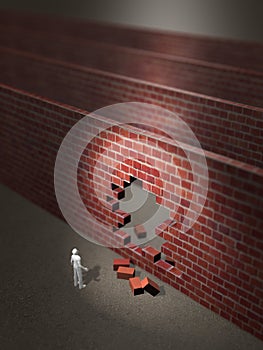 3D illustration of standing wall