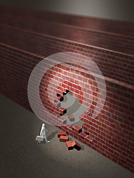 3D illustration of standing wall