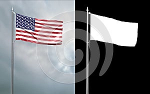 3d illustration of the state flag of the United States of America with alpha channel