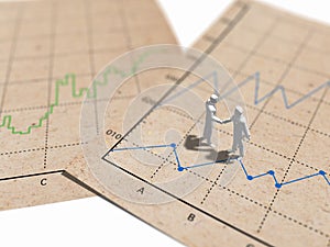 3D illustration of statistical graph paper.