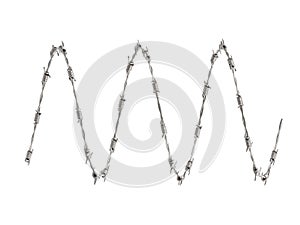 3D illustration of steinless stell barbed wire.