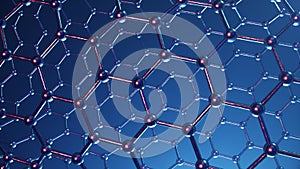 3d Illustration structure of the graphene or carbon surface, abstract nanotechnology hexagonal geometric form close-up