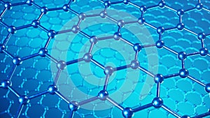 3d Illustration structure of the graphene or carbon surface, abstract nanotechnology hexagonal geometric form close-up