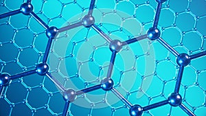 3d Illustration structure of the graphene or carbon surface, abstract nanotechnology hexagonal geometric form close-up