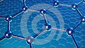 3d Illustration structure of the graphene or carbon surface, abstract nanotechnology hexagonal geometric form close-up
