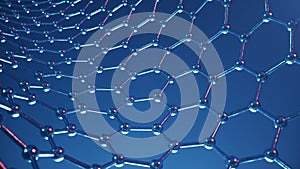 3d Illustration structure of the graphene tube, abstract nanotechnology hexagonal geometric form close-up, concept