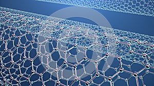 3d Illustration structure of the graphene tube, abstract nanotechnology hexagonal geometric form close-up, concept