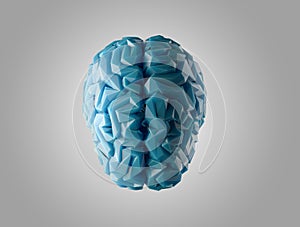 3d illustration of stylized low-poly brain symbolizes intelligence and creativity