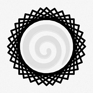 3D illustration Sunflower shaped circel with thick black lines that are interconnected isolated on white background