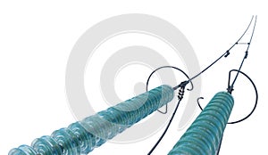 3d illustration Support Wires Insulators. View from above