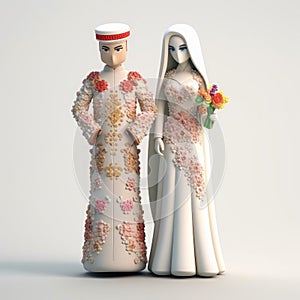 3d illustration of a sweet Saudi Emirates Couple on Wedding Day, AI Generated