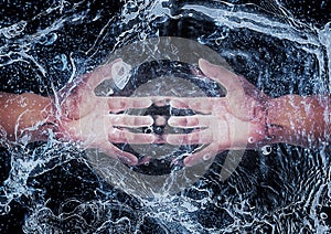 3d illustration that synthesizes the effect of water on the handshake gesture