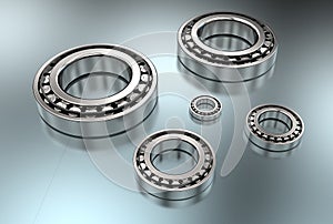 3D illustration of tapered roller bearings