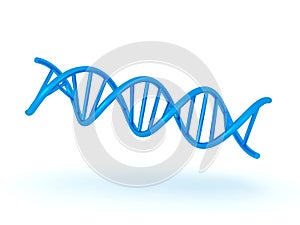3D illustration of teal shiny double helix DNA symbol