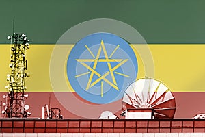 3D illustration Telecommunications in countries with the flag of Ethiopia