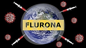 3D illustration of text Flurona written on top of Earth