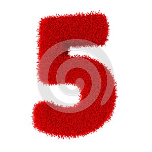 3D illustration. Three-dimensional letters and numbers made of green grass, isolated on a white background, are intended for creat