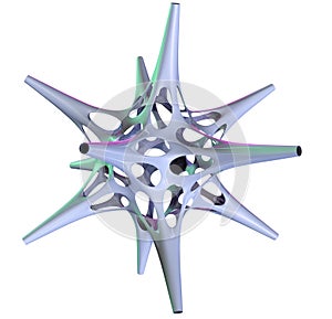 3D illustration of three-dimensional object like polyhedron star