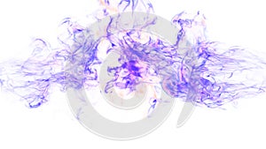 3d illustration. Tongues of lilac flame collide from opposite sides on a white background.