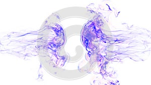 3d illustration. Tongues of lilac flame collide from opposite sides on a white background.